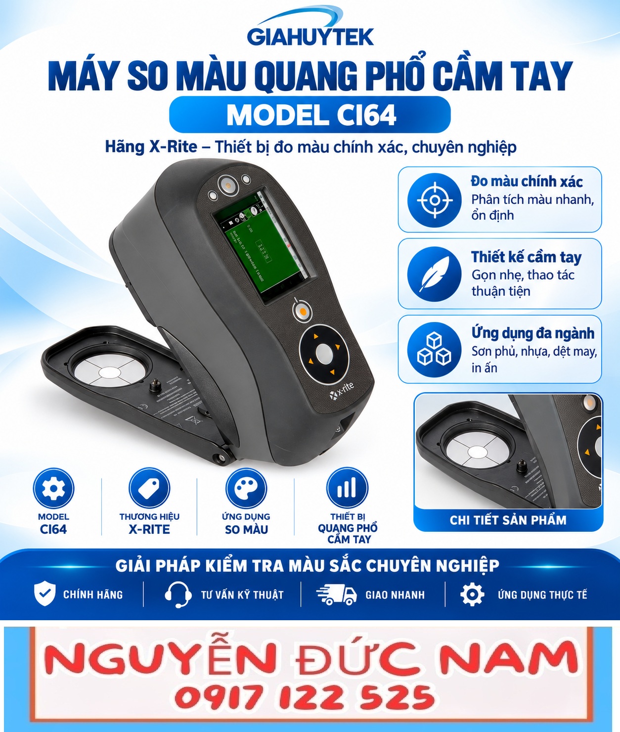 Máy so màu quang phổ cầm tay X-Rite Ci64 – Nguyễn Đức Nam – 0917 123 525